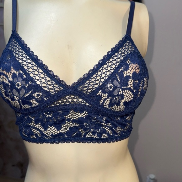 ELSE Petunia Longline Underwire Triangle Bra midnight navy size 32C - Picture 3 of 8